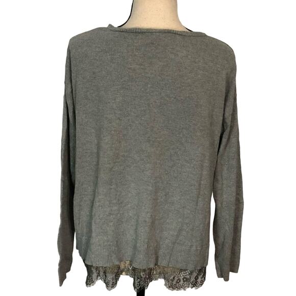 Lane Bryant Gray Lace Trim Sweater Women's Size 14/16 - Picture 3 of 6